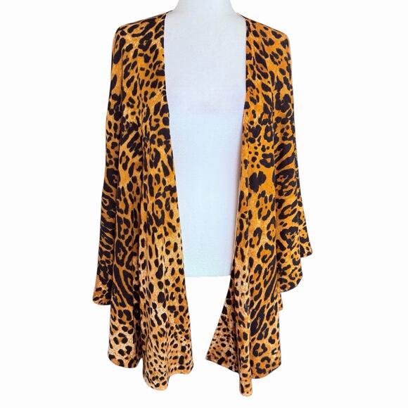 Jamie Gries Sweaters - Cozy Chic By Jamie Gries Jaguar Print Kimono Sweater Missy One Size Office Siren